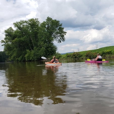 Friends floating the Allegheny River in Olean area